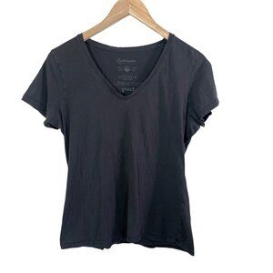 Pact Womens Black Organic Cotton V-Neck T-Shirt Size M Sustainable Fashion